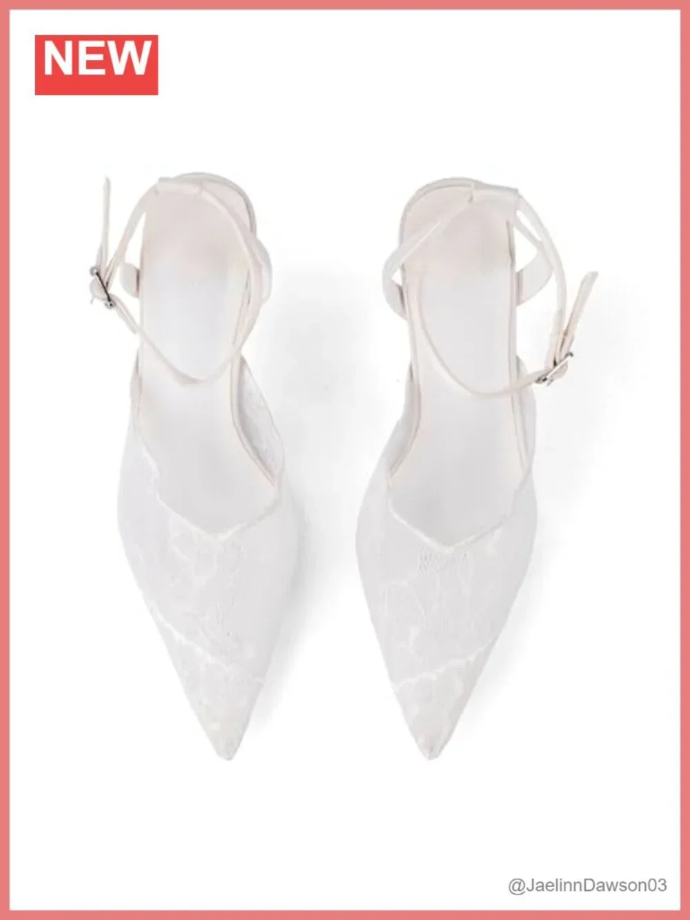 Women's Lace Stiletto Heels with Ankle Strap - Wedding Bride Pumps